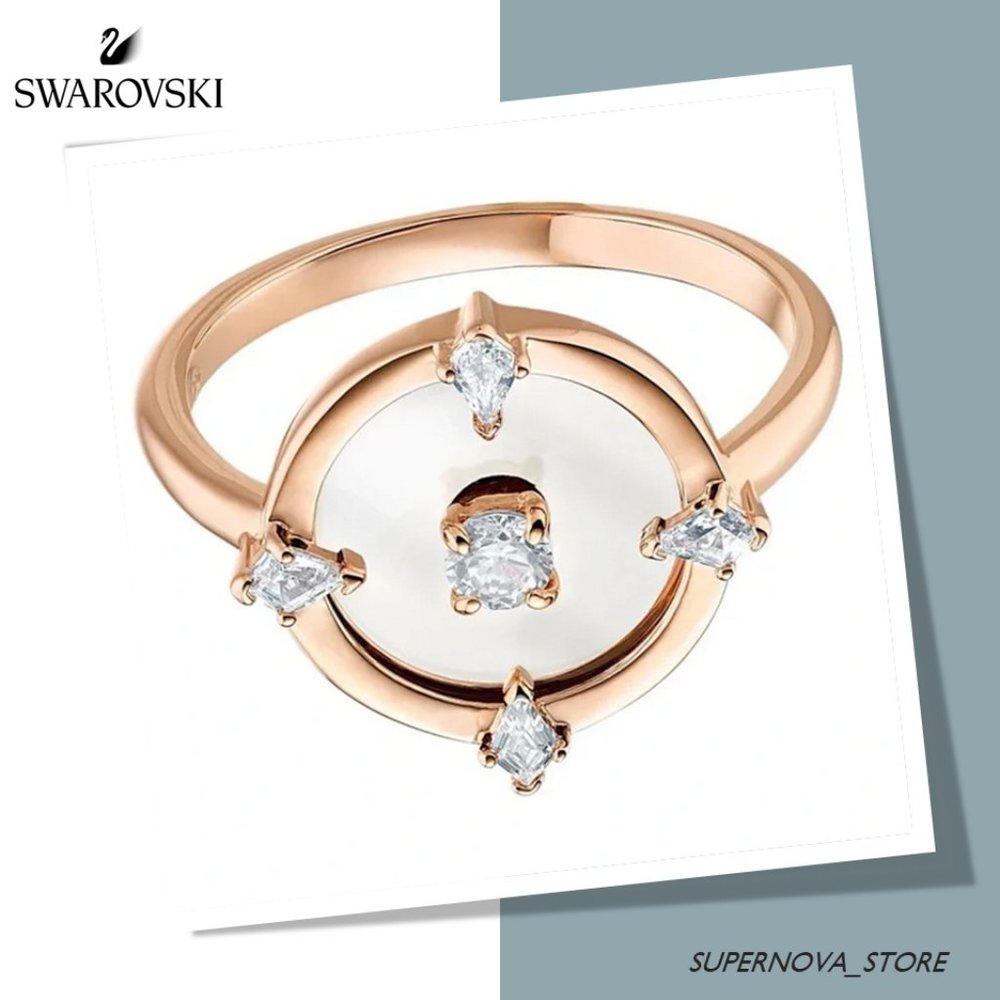 SWAROVSKI North Compass Rose Gold Ring White Crystal Zirconia Glass $129 Box 7.5